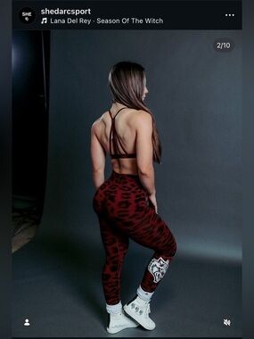 Darc Sport Burgundy & Black Leopard Print Leggings